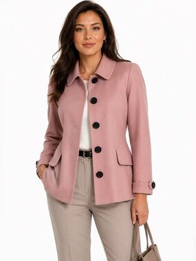 OKW Blazer‎ Wool Jacket Button Down Lightweight Office Pastel Pink Size Medium